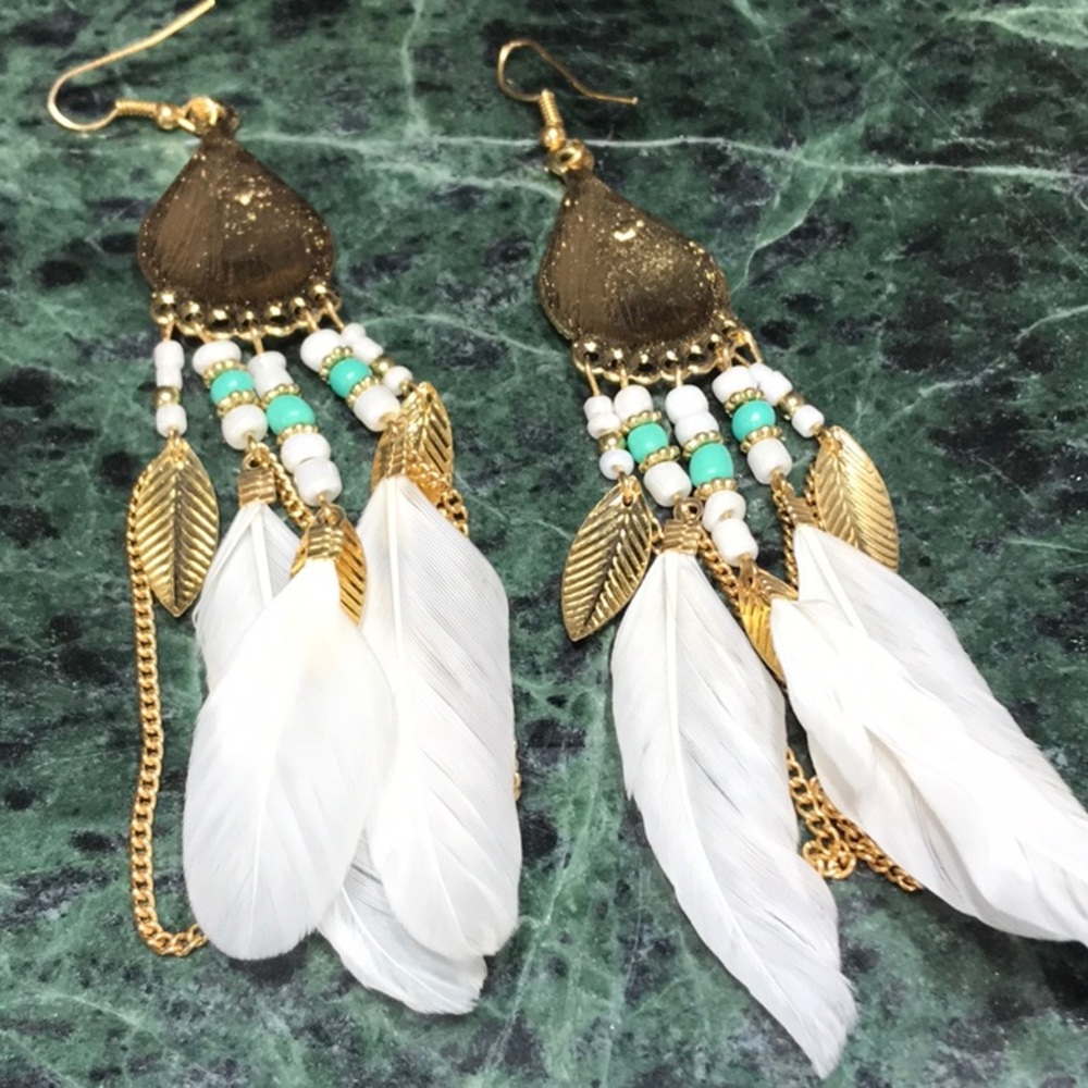 Leaf /Feather Dangle Earrings - image 7